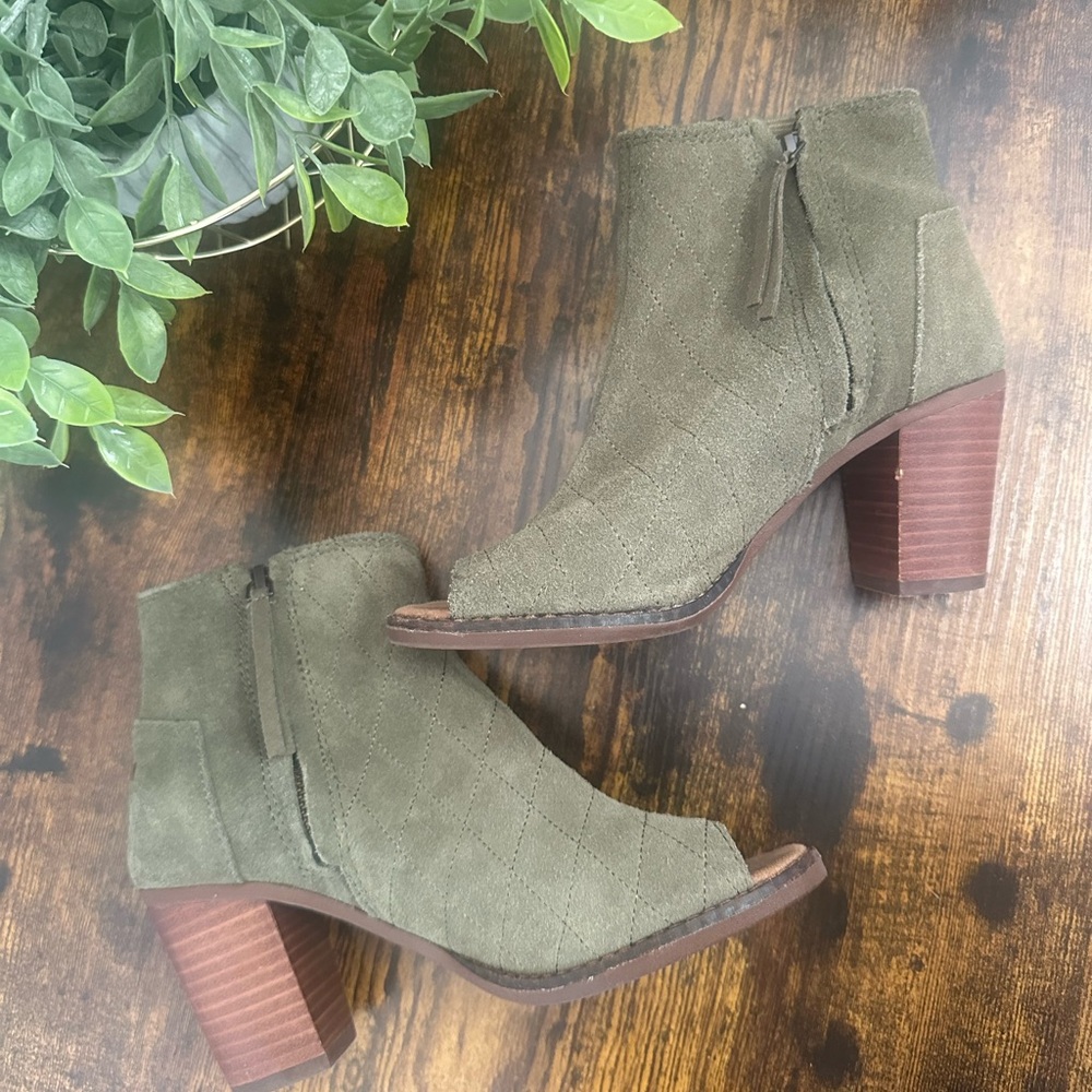 Toms Green Majorca Peep Toe Bootie